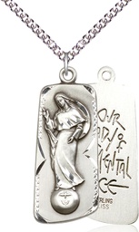 [4162SS/24SS] Sterling Silver Our Lady of Mental Peace Pendant on a 24 inch Sterling Silver Heavy Curb chain