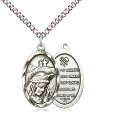 [4163SS/24SS] Sterling Silver Our Lady of la Salette Pendant on a 24 inch Sterling Silver Heavy Curb chain