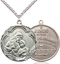 [4199SS/24SS] Sterling Silver Blessed Sacrament Pendant on a 24 inch Sterling Silver Heavy Curb chain