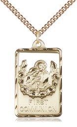 [4201GF/24GF] 14kt Gold Filled Communion First Reconciliation Pendant on a 24 inch Gold Filled Heavy Curb chain