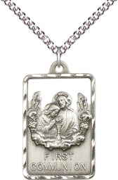 [4201SS/24SS] Sterling Silver Communion First Reconciliation Pendant on a 24 inch Sterling Silver Heavy Curb chain