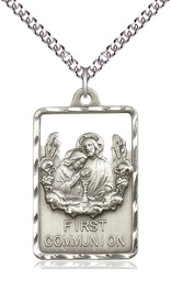 [4201SS/24SS] Sterling Silver Communion First Reconciliation Pendant on a 24 inch Sterling Silver Heavy Curb chain