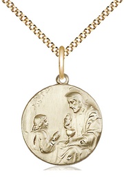 [4202GF/18G] 14kt Gold Filled Christ &amp; Child Pendant on a 18 inch Gold Plate Light Curb chain