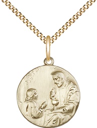 [4202GF/18G] 14kt Gold Filled Christ &amp; Child Pendant on a 18 inch Gold Plate Light Curb chain