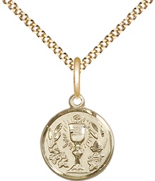 [4203GF/18G] 14kt Gold Filled Communion Chalice Pendant on a 18 inch Gold Plate Light Curb chain