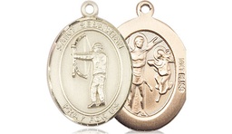 [8189KT] 14kt Gold Saint Sebastian Archery Medal