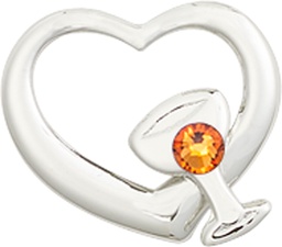 [4205SS-STN11] Sterling Silver Heart / Chalice Medal with a 3mm Topaz Swarovski stone