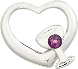 [4205SS-STN2] Sterling Silver Heart / Chalice Medal with a 3mm Amethyst Swarovski stone