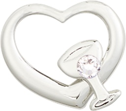 [4205SS-STN4] Sterling Silver Heart / Chalice Medal with a 3mm Crystal Swarovski stone