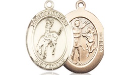 [8191KT] 14kt Gold Saint Sebastian Rodeo Medal