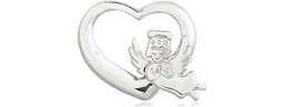 [4206SS] Sterling Silver Heart Guardian Angel Medal