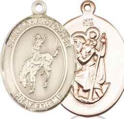 [8192KT] 14kt Gold Saint Christopher Rodeo Medal