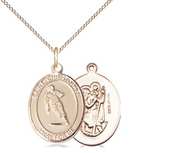 [8194GF/18GF] 14kt Gold Filled Saint Christopher Rugby Pendant on a 18 inch Gold Filled Light Curb chain