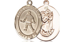 [8195KT] 14kt Gold Saint Christopher Field Hockey Medal