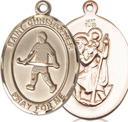 [8195KT] 14kt Gold Saint Christopher Field Hockey Medal