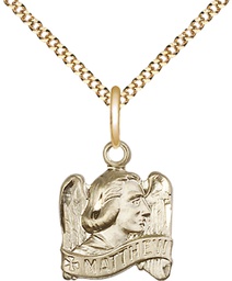 [4210GF/18G] 14kt Gold Filled Saint Matthew Pendant on a 18 inch Gold Plate Light Curb chain