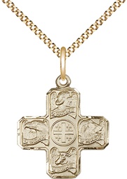 [4214GF/18G] 14kt Gold Filled Evangelist Pendant on a 18 inch Gold Plate Light Curb chain