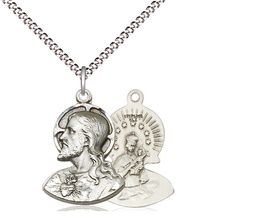 [4217SS/18S] Sterling Silver Head of Christ Pendant on a 18 inch Light Rhodium Light Curb chain