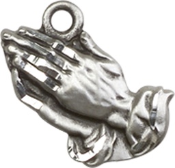 [4219SSY] Sterling Silver Praying Hands Medal - With Box