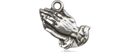 [4219SSY] Sterling Silver Praying Hands Medal - With Box
