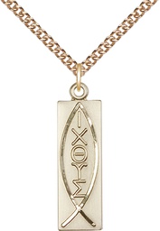 [4220GF/24GF] 14kt Gold Filled Fish Pendant on a 24 inch Gold Filled Heavy Curb chain