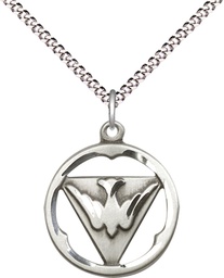 [4224SS/18S] Sterling Silver Holy Spirit Pendant on a 18 inch Light Rhodium Light Curb chain