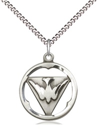 [4224SS/18S] Sterling Silver Holy Spirit Pendant on a 18 inch Light Rhodium Light Curb chain