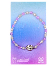 [63120/PK/C] Kid's Crystal and Pearl Bracelet – Pink