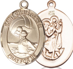 [8199KT] 14kt Gold Saint Christopher Water Polo-Women Medal