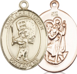 [8500KT] 14kt Gold Saint Christopher Baseball Medal