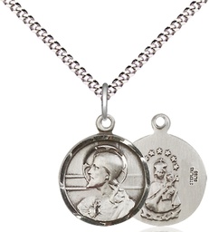 [0601SSS/18S] Sterling Silver Scapular Pendant on a 18 inch Light Rhodium Light Curb chain