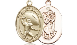 [8501KT] 14kt Gold Saint Christopher Football Medal