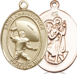 [8501KT] 14kt Gold Saint Christopher Football Medal