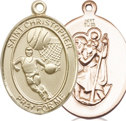 [8502KT] 14kt Gold Saint Christopher Basketball Medal