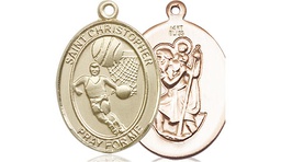 [8502KT] 14kt Gold Saint Christopher Basketball Medal