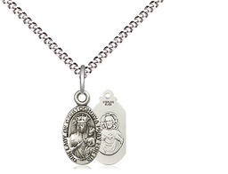[6091SS/18S] Sterling Silver Our Lady of Czestochowa Pendant on a 18 inch Light Rhodium Light Curb chain