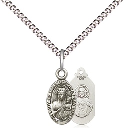 [6091SS/18S] Sterling Silver Our Lady of Czestochowa Pendant on a 18 inch Light Rhodium Light Curb chain