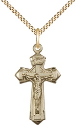 [6092GF/18G] 14kt Gold Filled Crucifix Pendant on a 18 inch Gold Plate Light Curb chain