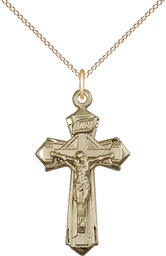 [6092GF/18GF] 14kt Gold Filled Crucifix Pendant on a 18 inch Gold Filled Light Curb chain