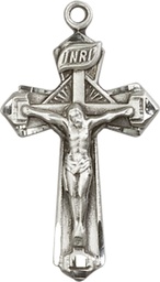 [6092SSY] Sterling Silver Crucifix Medal - With Box