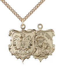 [6094GF/24GF] 14kt Gold Filled Our Lady of Czestochowa Pendant on a 24 inch Gold Filled Heavy Curb chain