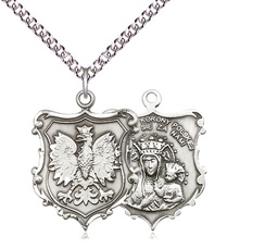 [6094SS/24SS] Sterling Silver Our Lady of Czestochowa Pendant on a 24 inch Sterling Silver Heavy Curb chain