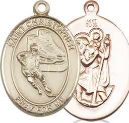 [8504KT] 14kt Gold Saint Christopher Hockey Medal