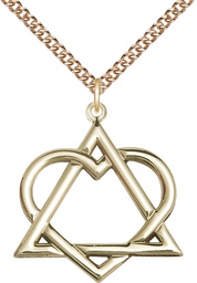 [6210GF/24GF] 14kt Gold Filled Adoption Heart Pendant on a 24 inch Gold Filled Heavy Curb chain