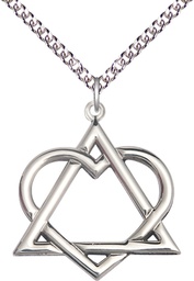 [6210SS/24SS] Sterling Silver Adoption Heart Pendant on a 24 inch Sterling Silver Heavy Curb chain