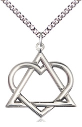 [6210SS/24SS] Sterling Silver Adoption Heart Pendant on a 24 inch Sterling Silver Heavy Curb chain