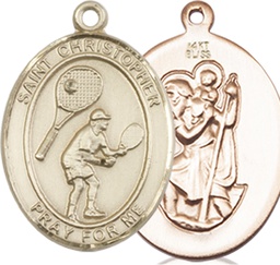 [8505KT] 14kt Gold Saint Christopher Tennis Medal