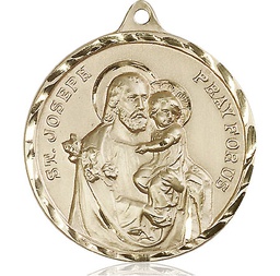 [0203KKT] 14kt Gold Saint Joseph Medal