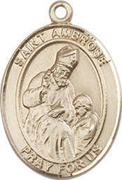 [8137KT] 14kt Gold Saint Ambrose Medal