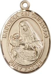 [8203KT] 14kt Gold Saint Madonna Del Ghisallo Medal